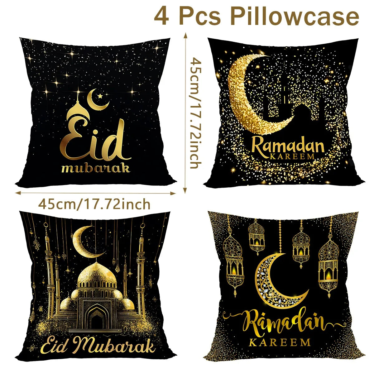 4Pcs Ramadan Kareem Pillowcase Ramadan Decoration 2026 For Home Sofa Cushion Islamic Muslim Party Supplies Eid Gift Pillow Cover