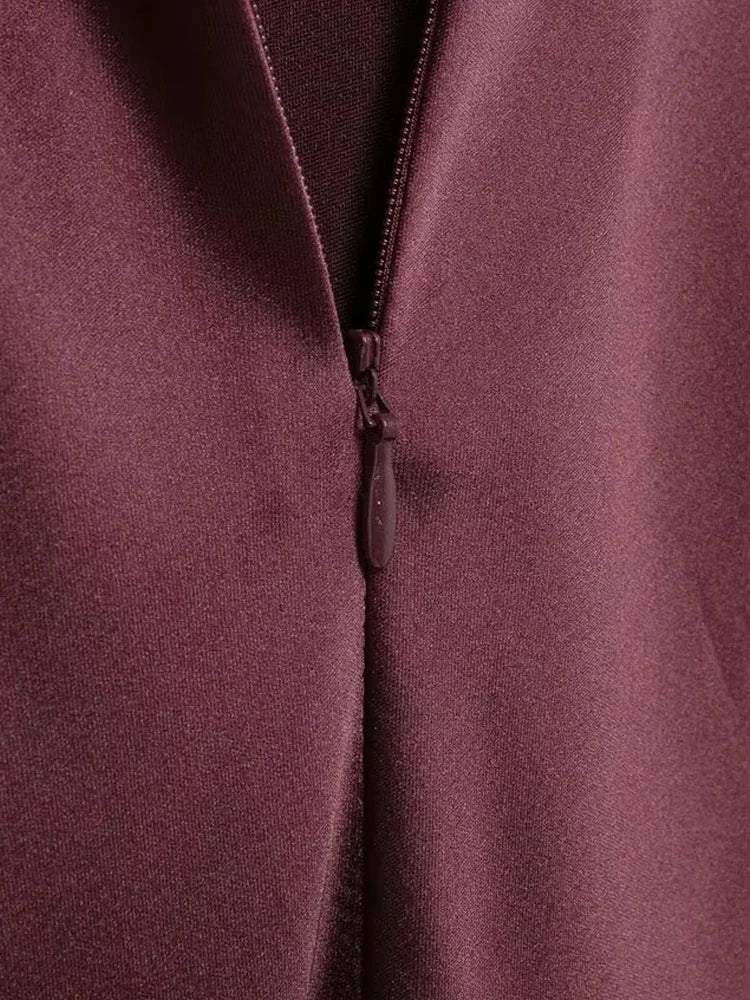Women's Long Satin Halter Dress, Backless, Bow Tied, Back Zipper, Female Dresses, Sexy Fashion