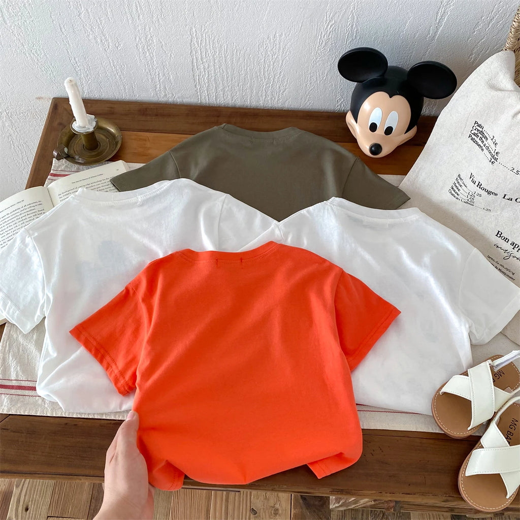 Child Tshirt Printed Summer Mickey Mouse Clothes Disney Children's T-shirt Kids Short Sleeve Tshirt Fashion Casual Wear