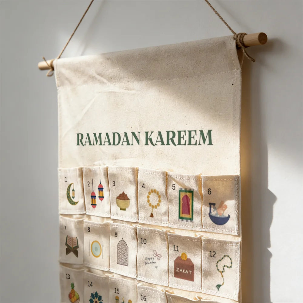 Ramadan Kareem Countdown Calendar with 30 Pockets Eid Mubarak Gifts Ramadan Decorations 2026 Muslim Families Children's Gift