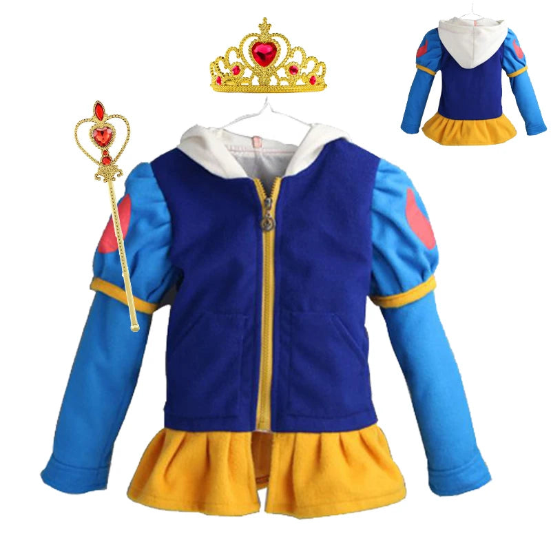 Toddler Hooded Jackets For Girls Spring Kids Cartoon Snow White Cotton Outerwear Children Casual Coats Girls Clothing Outfits