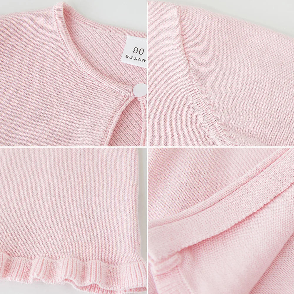 Knitted Cardigan For Girls Air-conditioned Thin Sweater Pink White Children's Sweater cape