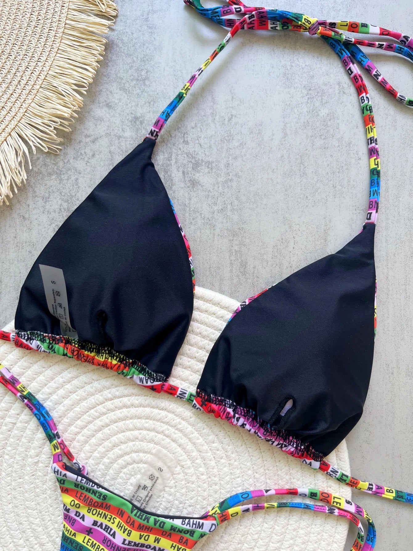 RUOTONSEPT Letters Printed Colorful Mini Thong Bikini Women Swimwear Female Swimsuit Two-pieces Bikini set Bather Bathing Suit