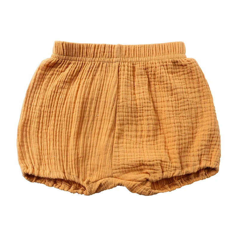 2026 Summer Breathable Baby Kids Boys Girl Shorts Solid Color Cute Cotton Linen Bread short Pants Fashion For Newborn Bloomers