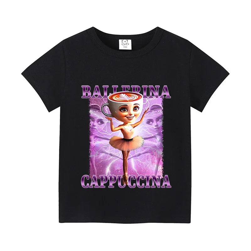 Italian Brainrot Animals Kids T-shirt Cappuccino Assassino