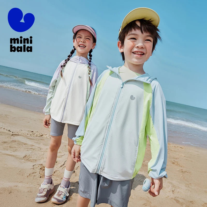 Mini Bala Boys Girls UPF50+ Cool Touch Sun Protection Jacket Lightweight Summer Baby Protective Outerwear