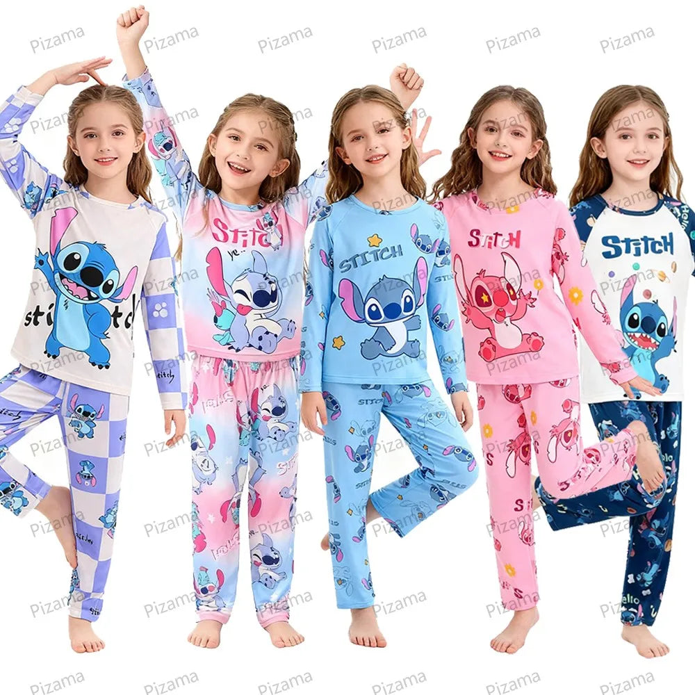 Stitch Pajamas for Kids Girls Long Sleeved Soft Comfortable Lilo & Stitch Pyjamas Suits Children's Loungewear Sleepwear