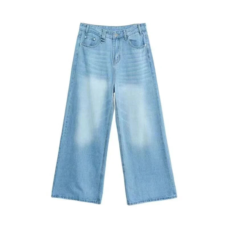 Summer Men Baggy Jeans Unisex Vintage American Style Straight Wide Leg Denim Pants Fashion Brand Hot Sale Casual Trousers