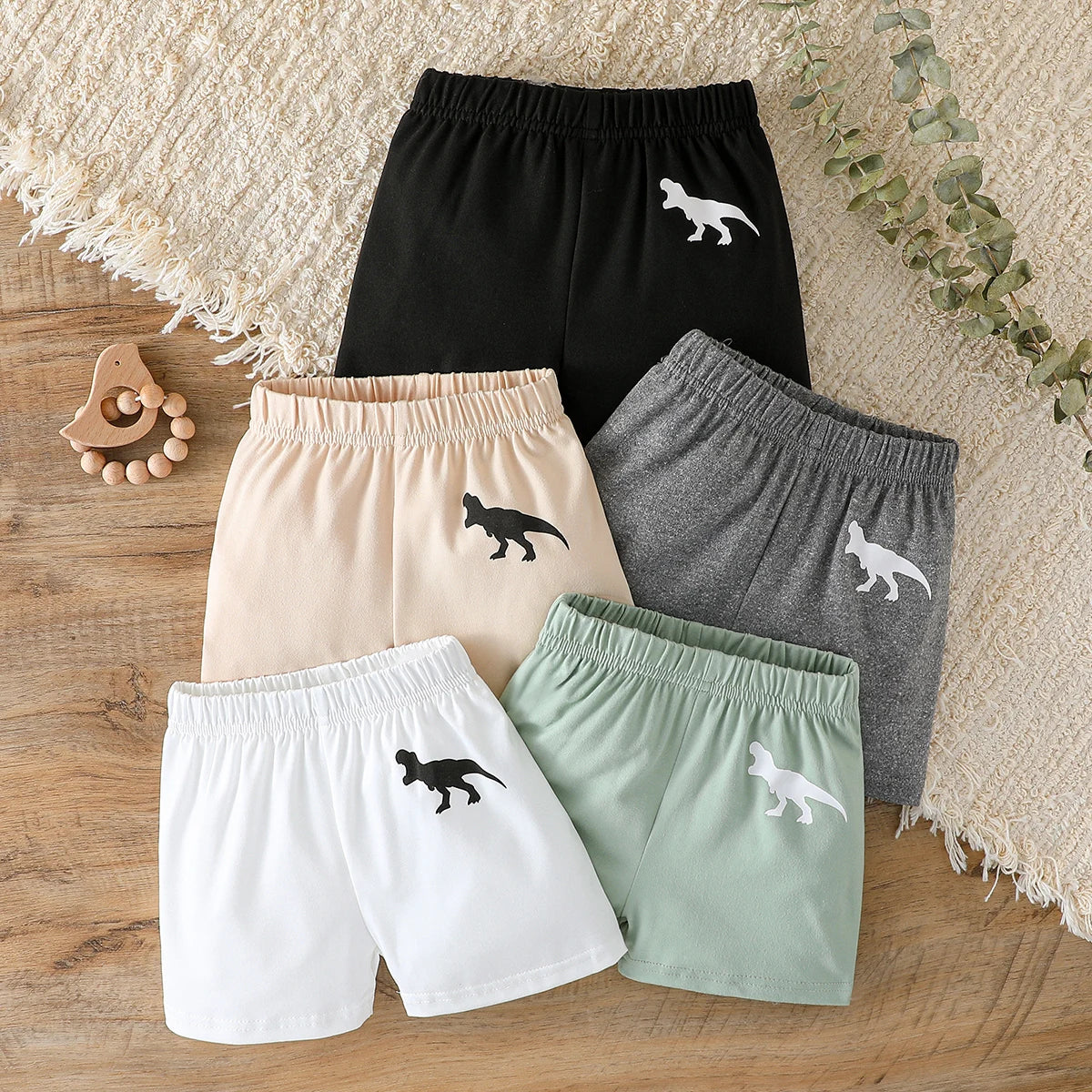 2025 Baby 5Pcs Summer Boys' Casual Shorts Cartoon Animal Sporty Shorts  Boys' Infant Clothing Pants For 1-3Y