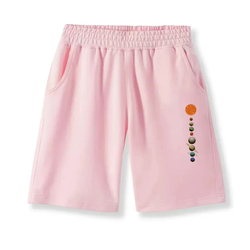 Boys New Summer Trousers Solar System Design Sports Shorts Children Loose Cotton Short Pants 3-14Y Unisex Clothes
