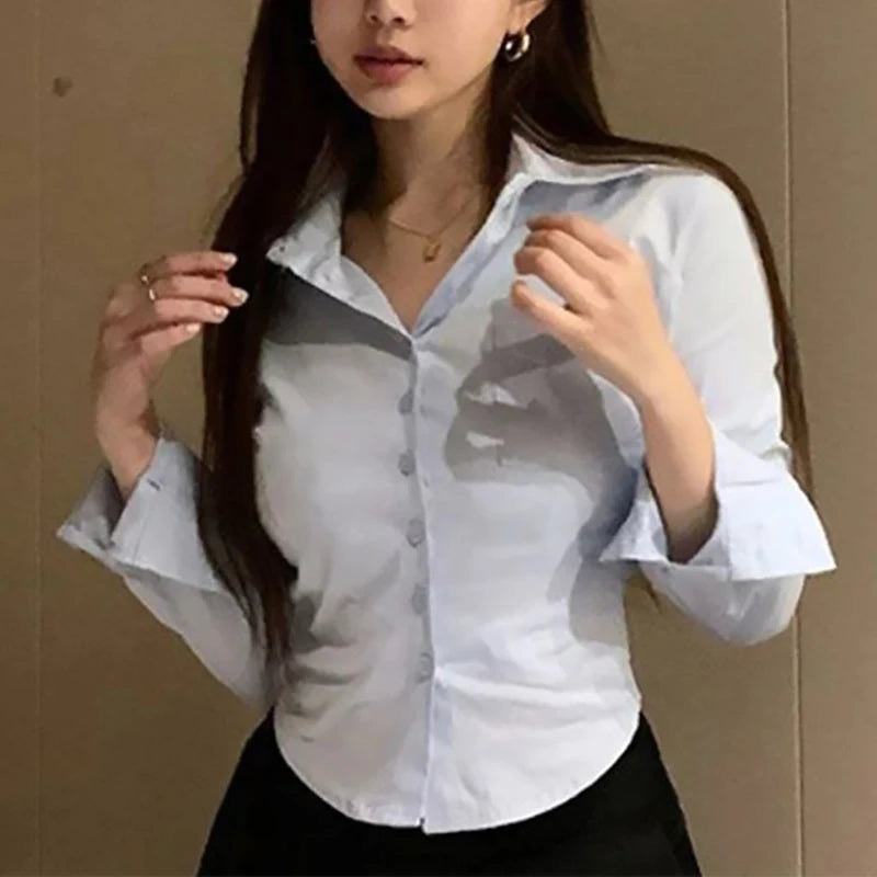 Women’s Button Pocket Lapel Shirt