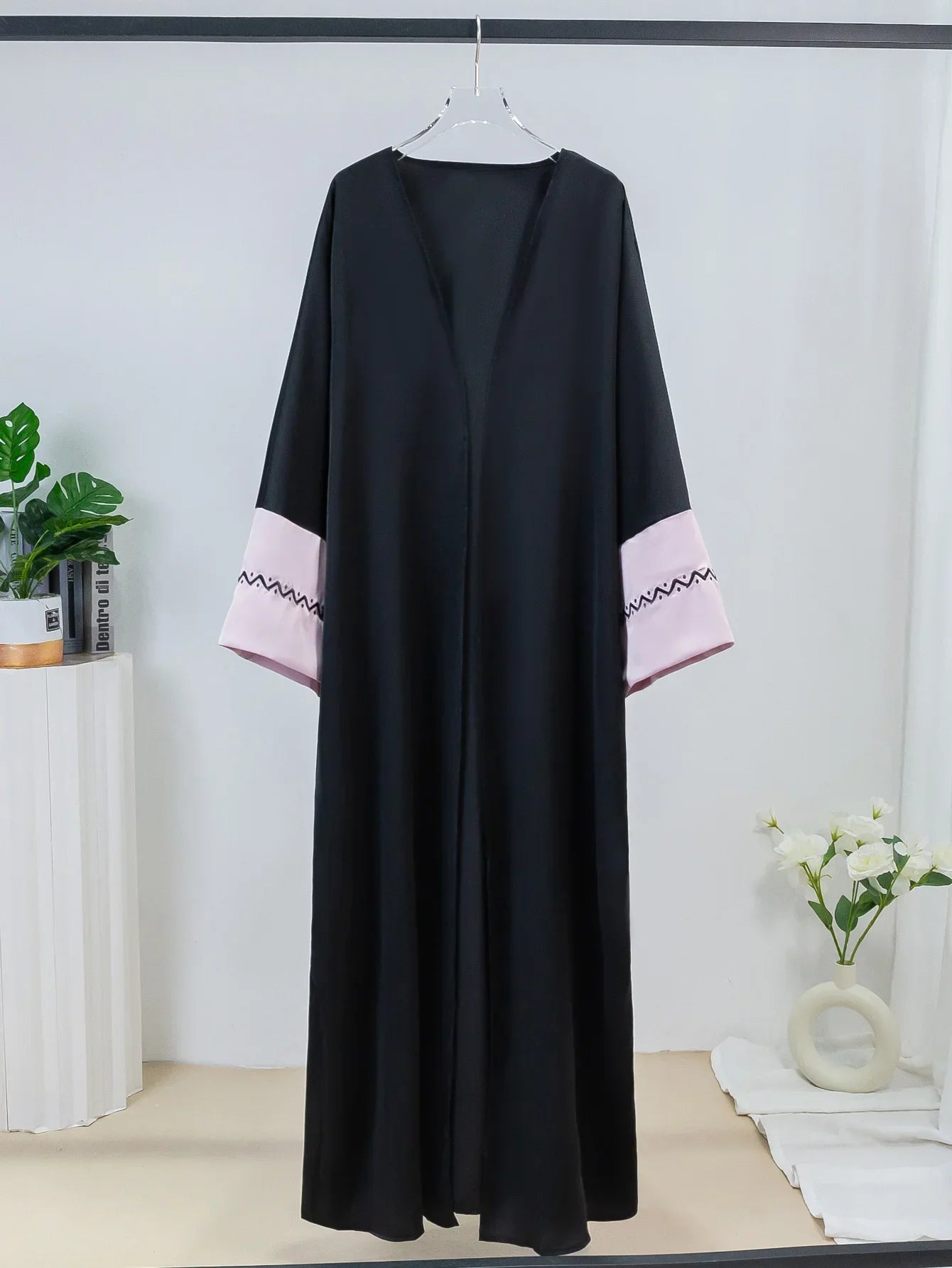 Islamic Full Sleeve  Loose Open Front Abaya Muslim Arabian Embroidery Abayas Robe Turkey Kaftans Long Maxi Dress Women Jilbabs