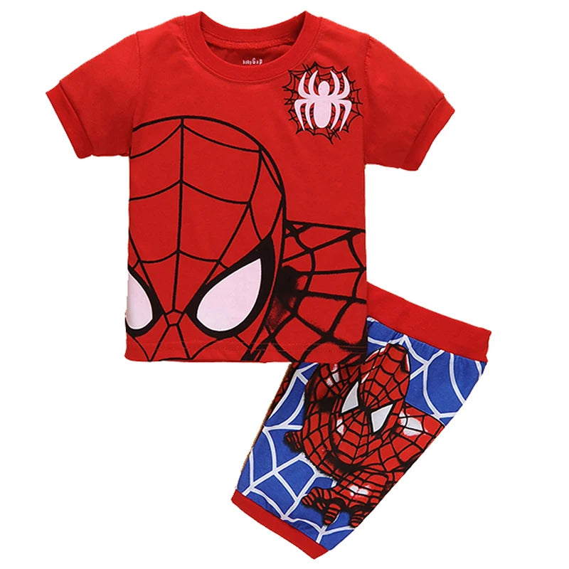 Summer Boys Nighty spider Cartoon Nightgown Costume Boys Cute Set Baby Toddler Short Sleeve Pajamas Sets Home Wear