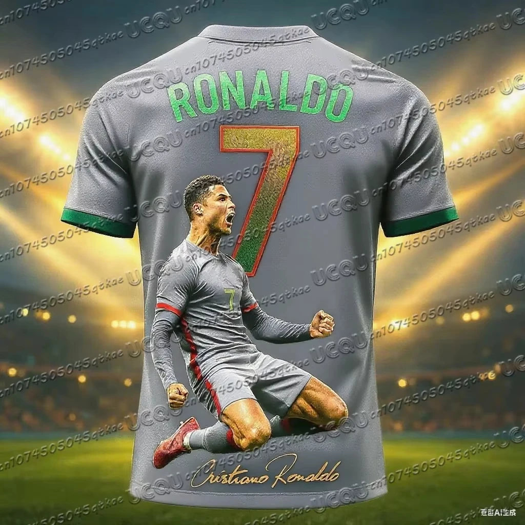 26 New Football Jersey 3D Printed NO.7 Ronaldo Boys Girls Training Women's Sports Breathable Short Sleeve Kids/Men's T-shirt Top