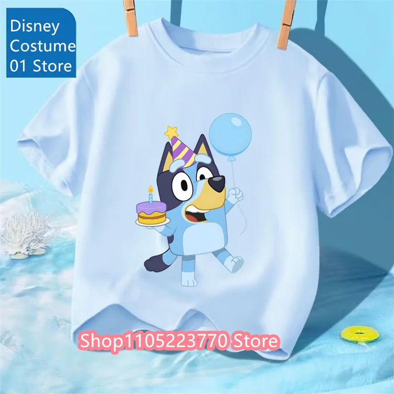 Kids Bluey Cartoon T-Shirt Autumn Winter Short Sleeve Warm Anime Print Comfortable Sweatshirt for Boys and Girls Daily Use