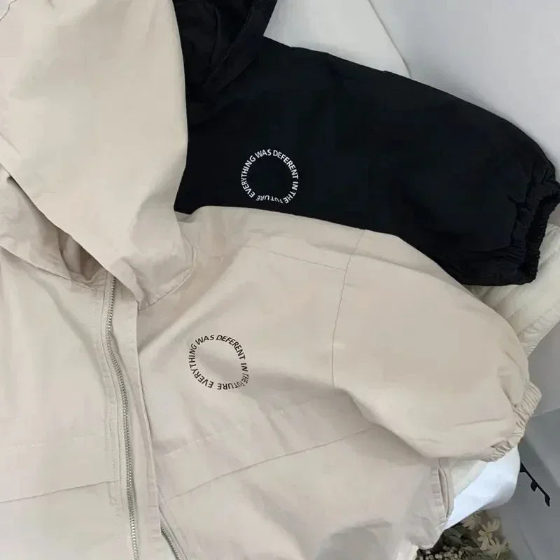 Kids Letter Hooded Windbreaker