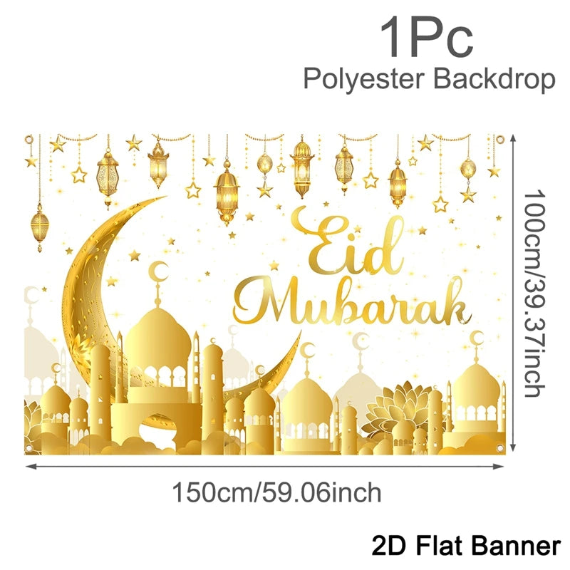 EID Mubarak Decoration Backdrop Ramadan Decor 2026 For Home Background Ramadan Kareem Islamic Muslim Party Eid Al Adha Gifts