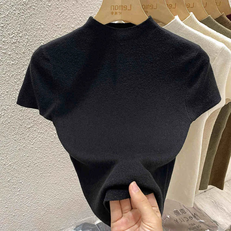 Women’s Slim Short Sleeve Knit Sweater