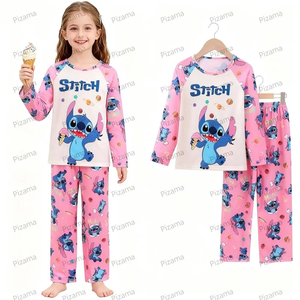 Stitch Pajamas for Kids Girls Long Sleeved Soft Comfortable Lilo & Stitch Pyjamas Suits Children's Loungewear Sleepwear