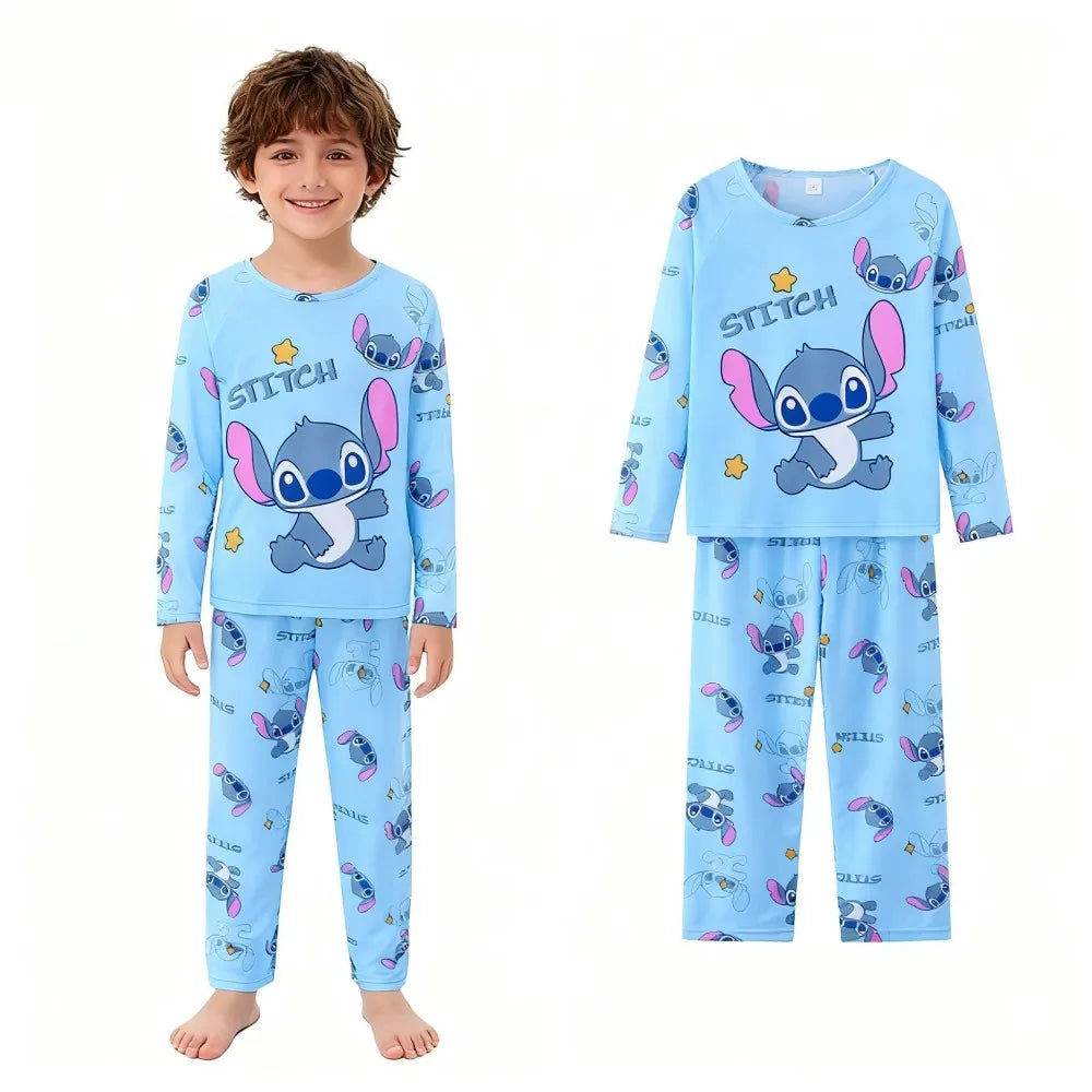 Stitch Boys and Girls Pajamas Minnie Pijama Stitch Niña Autumn Winter Soft Kids Pjs Girls Pajamas Mickey Mouse Homewear