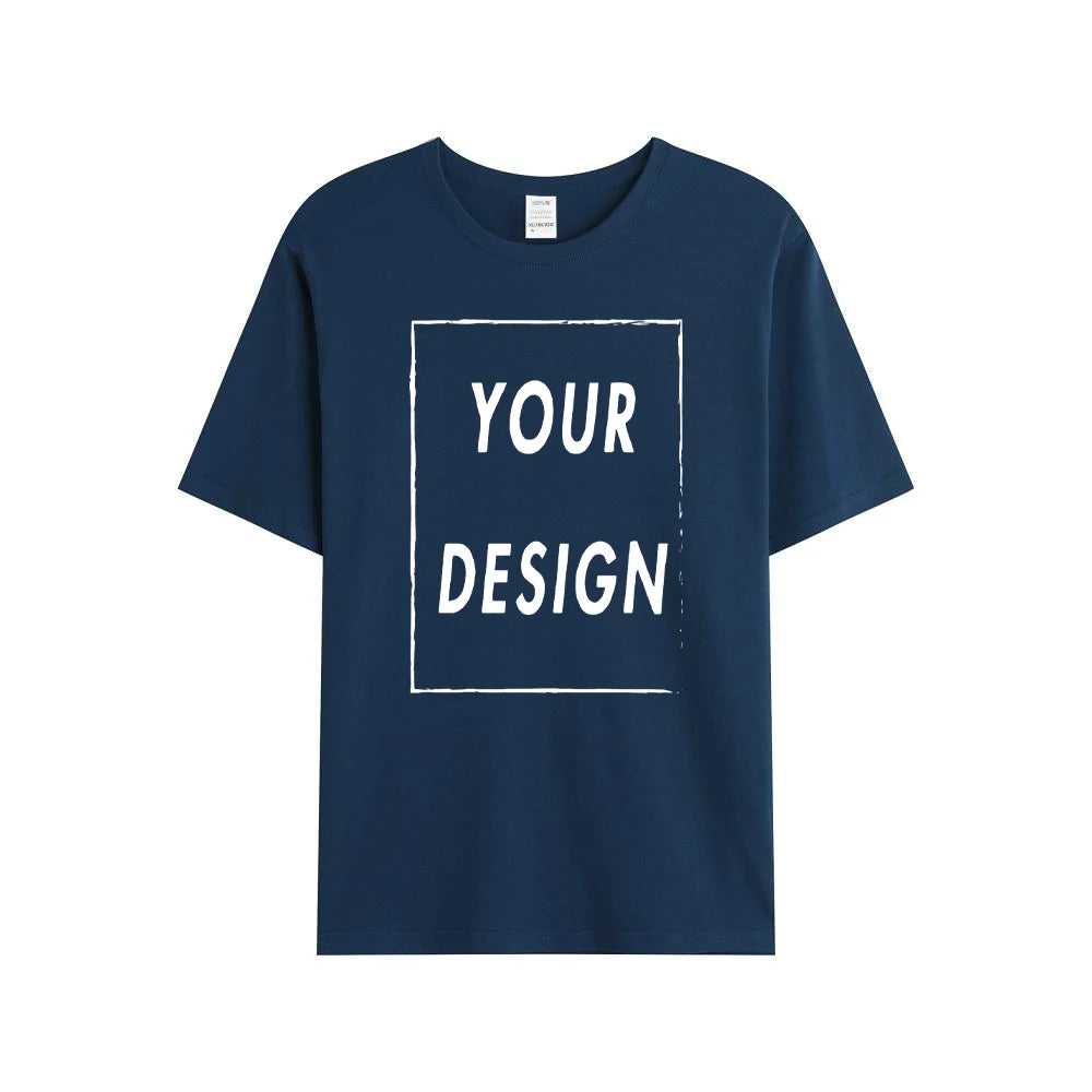 180g Custom Women Men Customised Printed 100% Cotton Short Sleeve Your Logo Photo Brand Text Tee Personalize Graphic Clothing