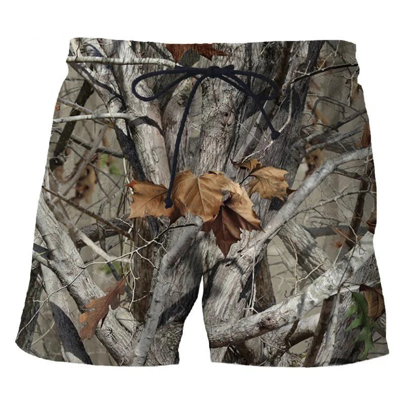 3d Camouflage Tree Leaves Printed Men's Short Pants Casual Personality Cool Camo Beach Shorts Oversized Fashion Board Shorts