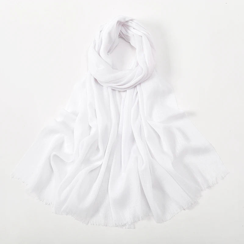 Plain Bamboo Cotton Hijab Scarves Women Solid Color Crinkle Turban Remove Edge Soft Cotton Premium Quality Hijab Shawl