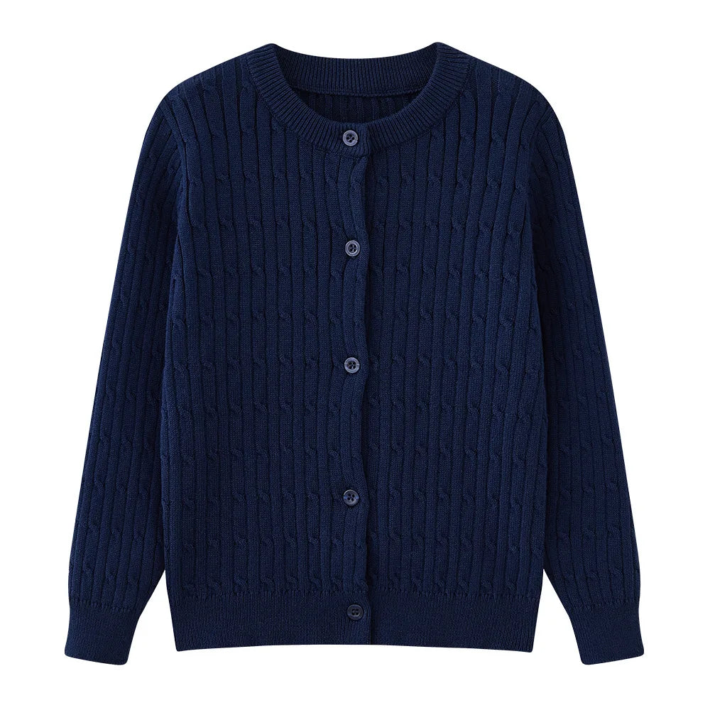 Girls Knit Cardigan Kids Button Long Sleeve Knit Sweater Clothes Cord Knit Sweater