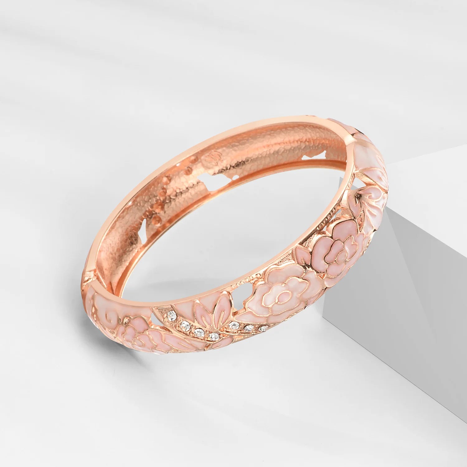 Hollow Bracelets For Women Enamel Bangles Cloisonne Women's Bracelet Pink Bangle On Hand Alloy Jewelry India African Hawaiian