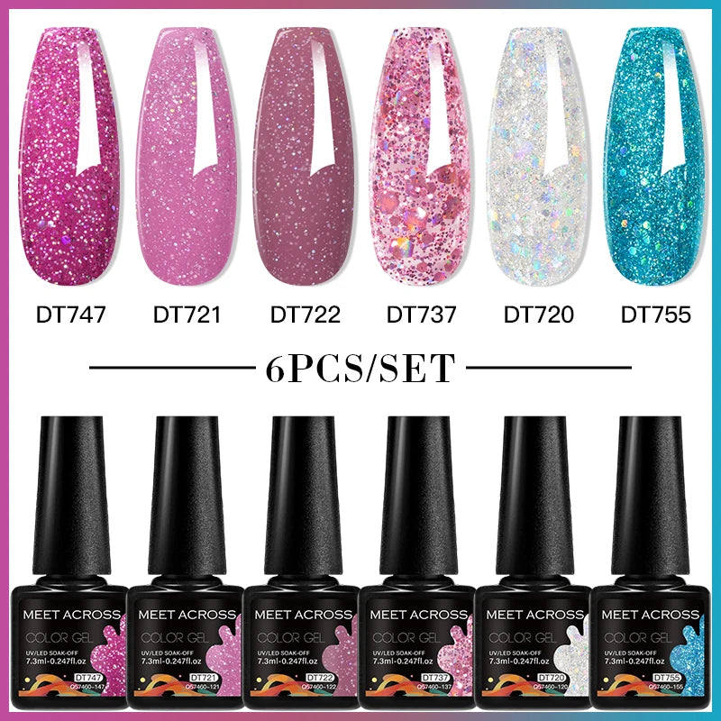 6pc Nail Gel Polish Set DIY Nail Art Semi Permanent UV LED Gel Kit For Nails Decoration Manicure Soak Off Painting Vernis Design