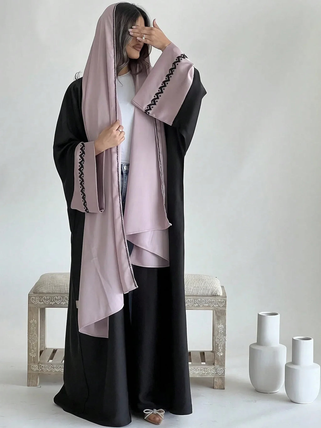 Islamic Full Sleeve  Loose Open Front Abaya Muslim Arabian Embroidery Abayas Robe Turkey Kaftans Long Maxi Dress Women Jilbabs