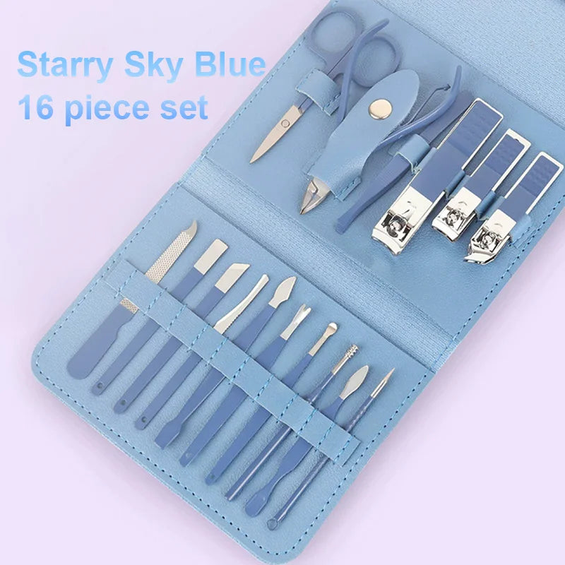 16/12/4 pcs Professional Nail Clippers and Cuticle Nippers Set with Travel Case Manicure Set Pedicure Sets Nail Clippers