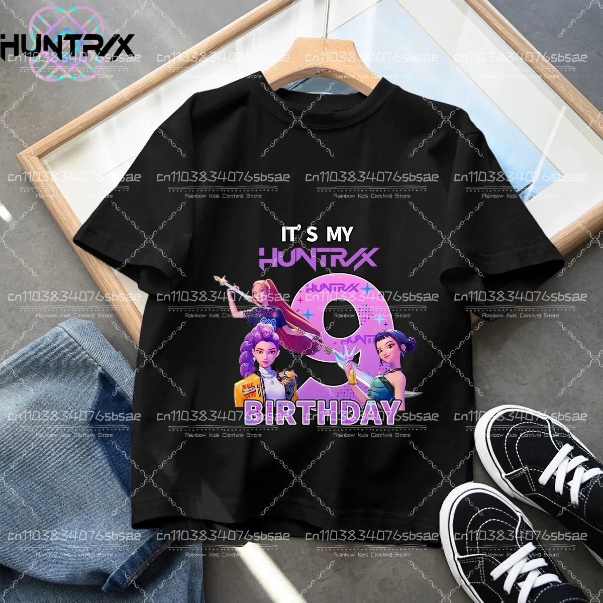 Kpop Demon Hunters Number T-shirt Kawaii Rumy Birthday Tops Party Wear Girls Tee Summer Short Sleeve Cotton Kid Clothes Boutique