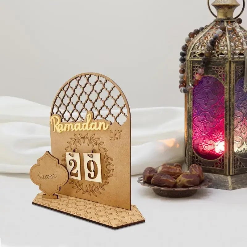 DIY Wooden Eid Countdown Calendar 2026 Ramadan Craft Ornament Easy To Install Home Party Decoration Islamic Festival Gift Set