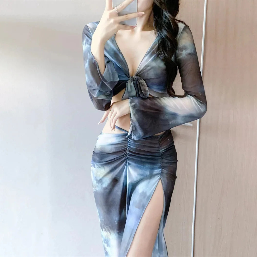 Bikini Swimsuit Women's Hot Sale Of The Season New Separate Four-piece Long Skirt Sexy Slimming Hot Spring Bathing Suit for V...