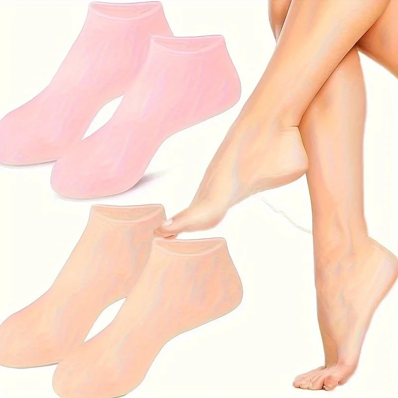 2-Pack Ultra-Soft Silicone Moisturizing Foot Masks for Dry, Cracked Feet - Pair with Moisturizer for Exfoliating Foot Care