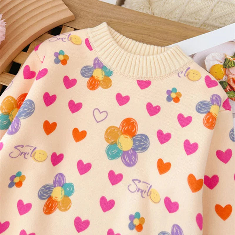 Girls' Sweater Autumn/Winter New Thickened Fashion Children's Knitted Sweater Girls' Top Sweet and Cute