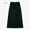 Retro Corduroy Skirt & Stretch Basic Top Set