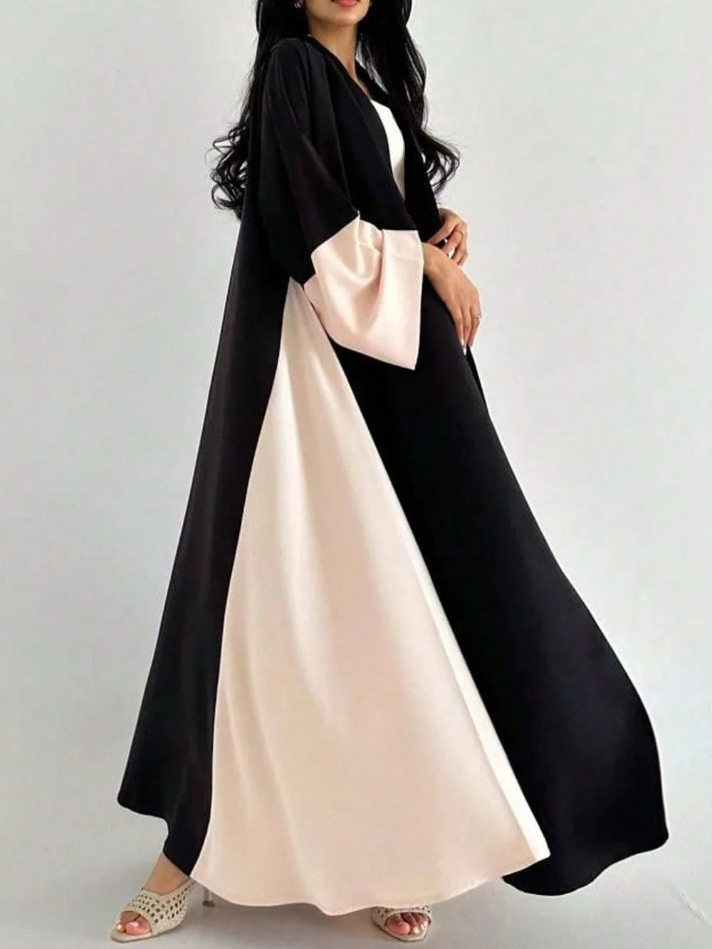 Middle-East Ethnic Clothing Loose Open Front Abaya Muslim Women Abayas Casual Kaftans Islamic Full Sleeve Maxi Dresses Jilbabs