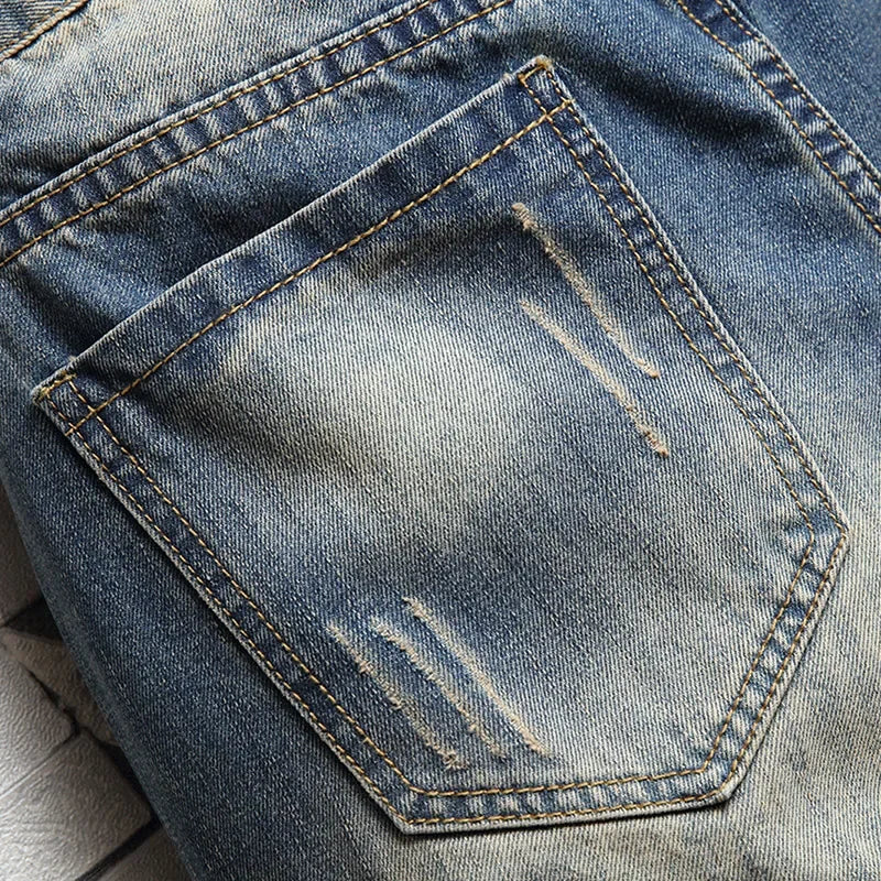 Summer Clothes New Men Vintage Ripped Short Jeans Streetwear Fashion Hole Straight Slim Denim Shorts Male Brand Pants