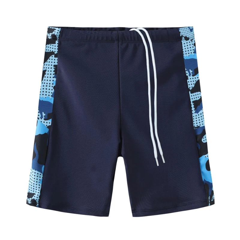 2-piece Set of Summer Children's Swim Trunks Swim Caps Boys' Swimwear Quick Drying Shorts Cartoon Print Beach Swimwear Ages 4-16
