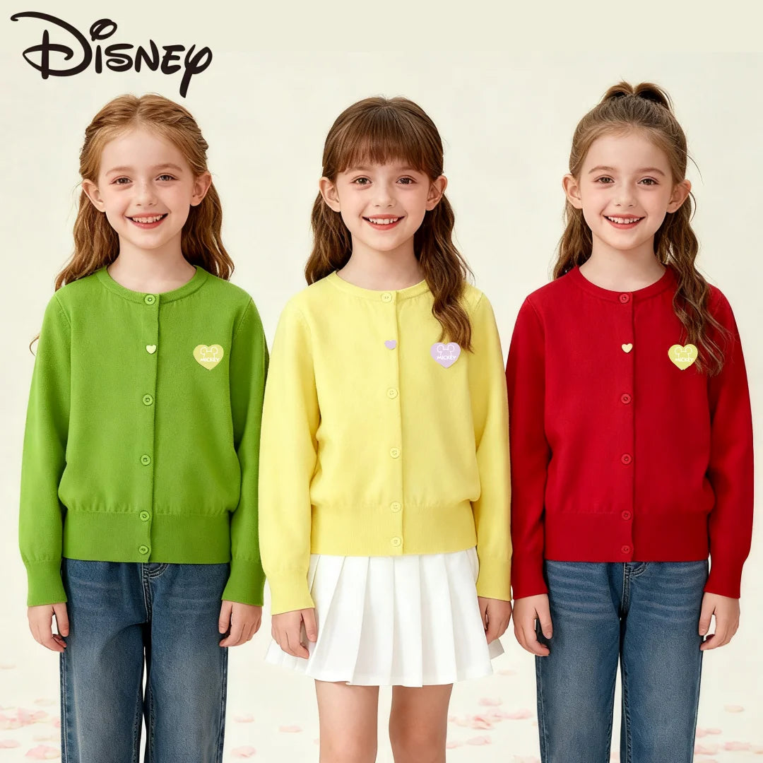 Disney Sweet Knitted Cardigan Girl Candy Color Sweater Spring Autumn Comfortable Cardigan Skin-friendly Material  Knitwear