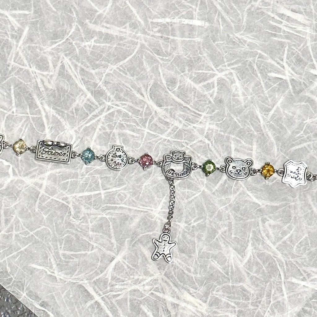 Cute Colored Diamond Gingerbread Bear Bracelet - Exquisite Versatile Bracelet, Popular High-Appearance Jewelry