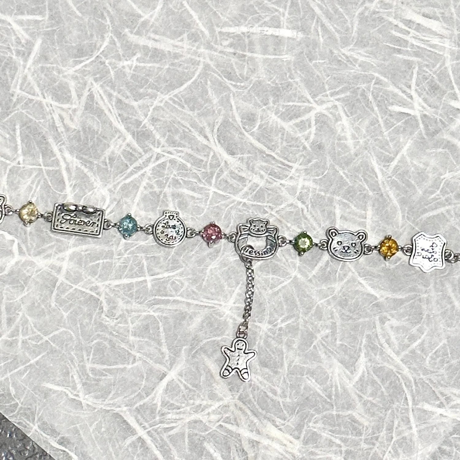 Cute Colored Diamond Gingerbread Bear Bracelet - Exquisite Versatile Bracelet, Popular High-Appearance Jewelry