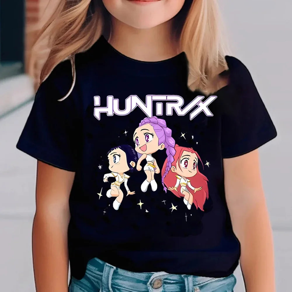 Kpop Demon Hunters Kids T-Shirt Short Sleeve Saja Harajuku Style Cute Unisex Kdis Top for Boys And Girls