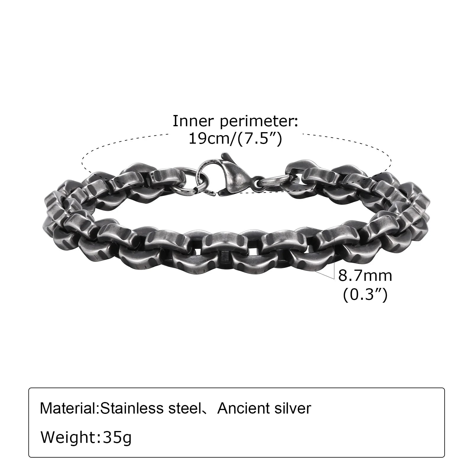 Vintage Chain Bracelets for Men Boys,Byzantine Stainless Steel Braided Link Wristband,Retro Jewelry Birthday Father Gifts