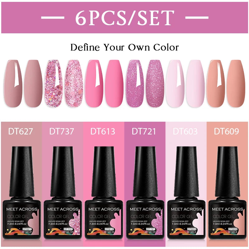 6pc Nail Gel Polish Set DIY Nail Art Semi Permanent UV LED Gel Kit For Nails Decoration Manicure Soak Off Painting Vernis Design