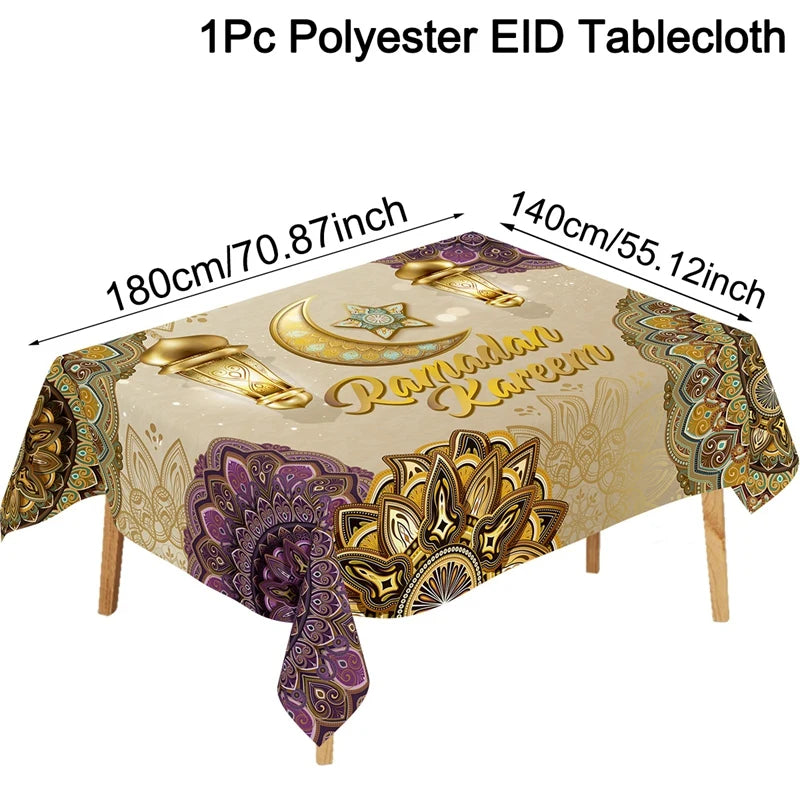 Eid Mubarak Table Runner Ramadan Tablecloths Ramadan Kareem Decoration for Home 2026 Islamic Muslim Party Eid Al Adha Gifts