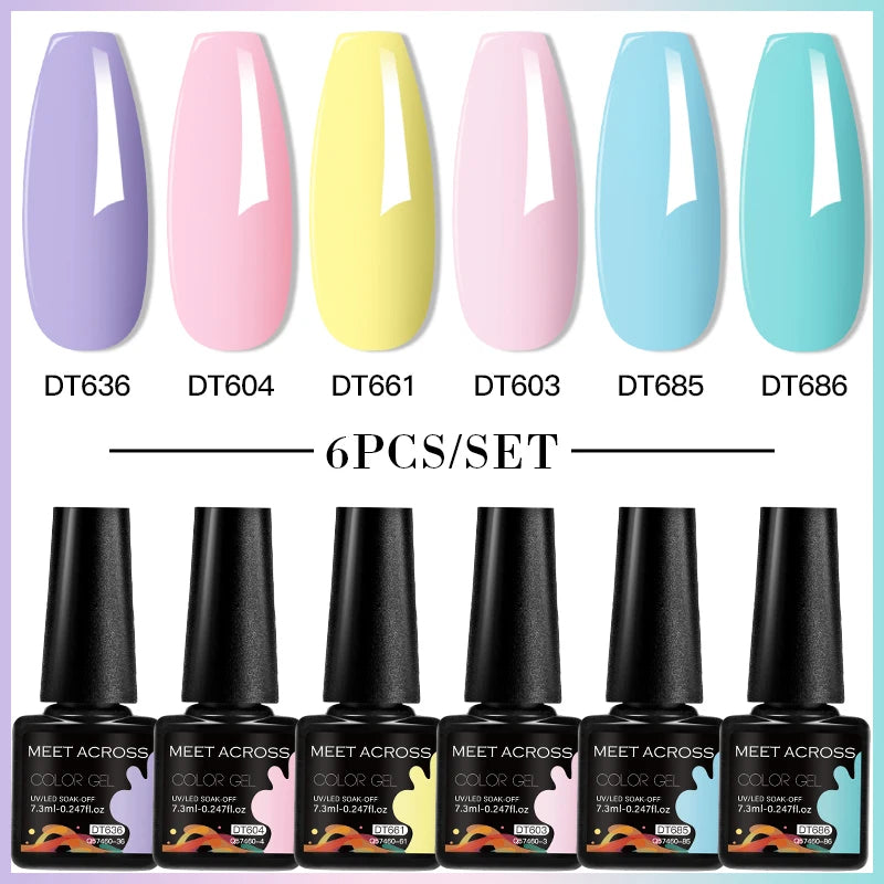 6pc Nail Gel Polish Set DIY Nail Art Semi Permanent UV LED Gel Kit For Nails Decoration Manicure Soak Off Painting Vernis Design
