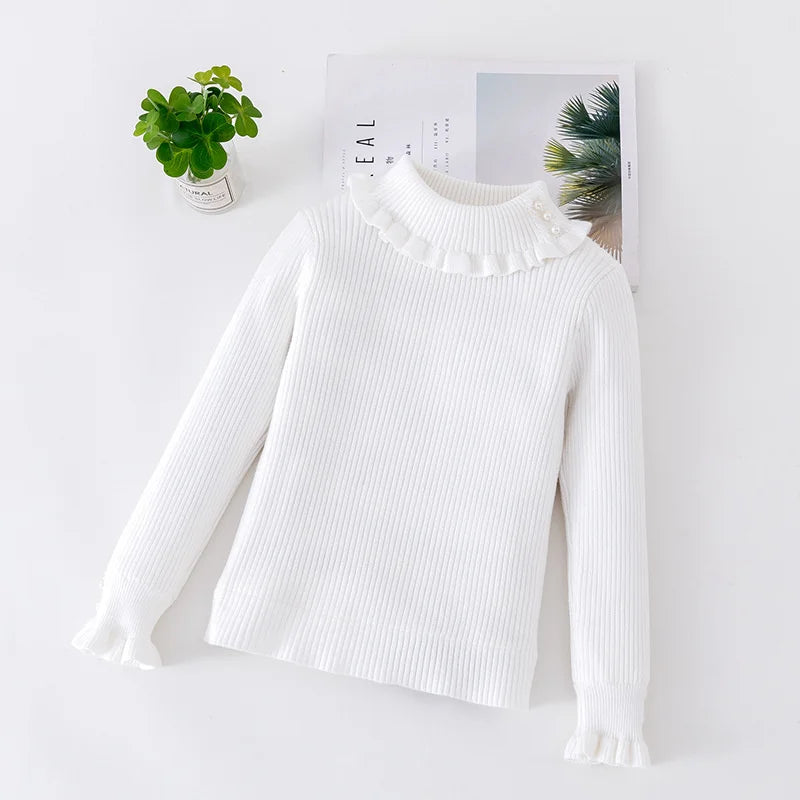 Girls Thickened Sweater Children's Winter Knitted Jumper Kids Fashion Solid Sweaters Teenager Autumn Thickened Clothes 3-12Y